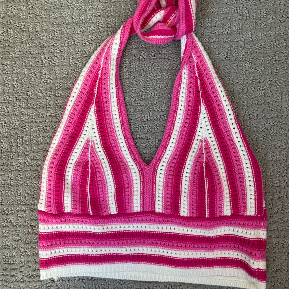 pink knit top